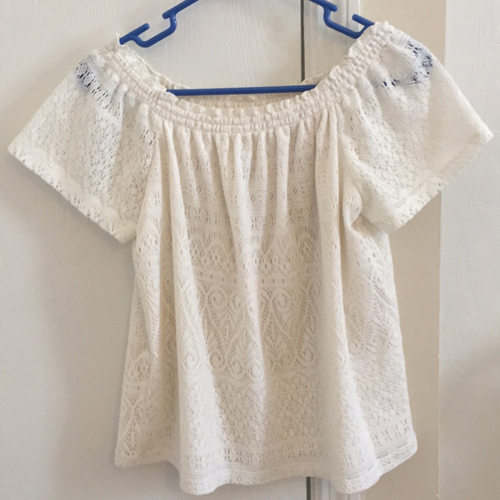 Off the shoulder white top